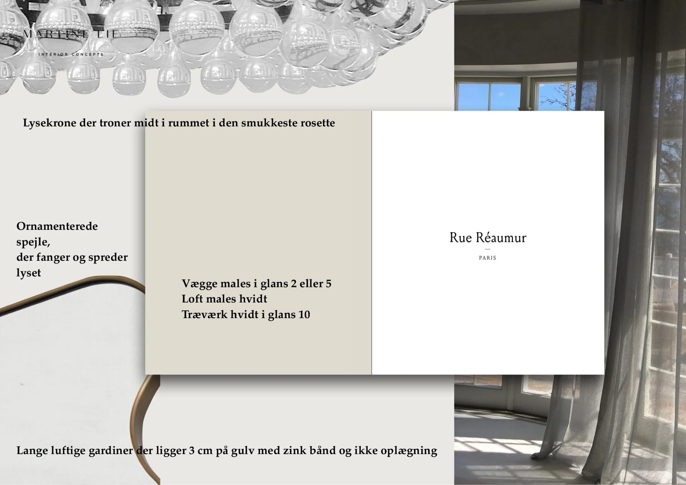 Lysekrone og spejlmoodboard